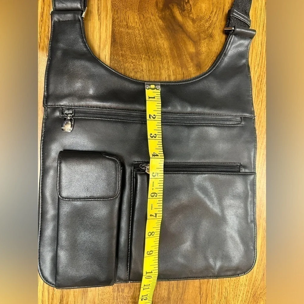 Nine West Black Faux Leather Utility Crossbody Bag Medium Size Lots of Storage